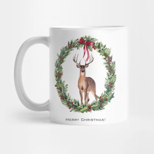 Christmas deer art. Merry Christmas. Mug